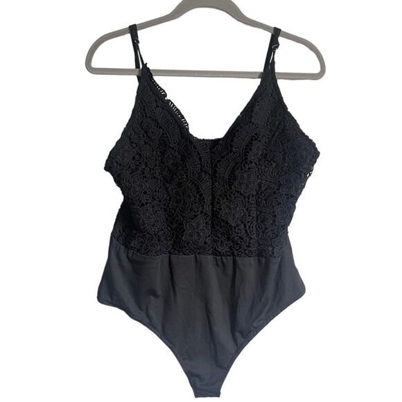 Boohoo Plus Black Premium Lace Tank Bodysuit Size 18 - Picture 3 of 12